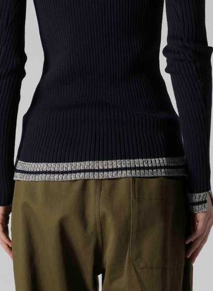 RIBBED MINI HIGH NECK PULLOVER