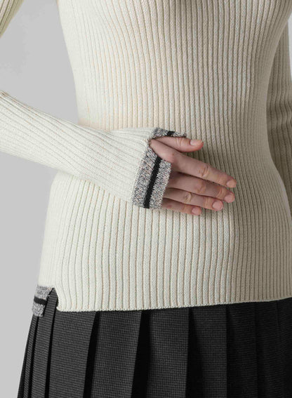 RIBBED HIGH NECK PULLOVER