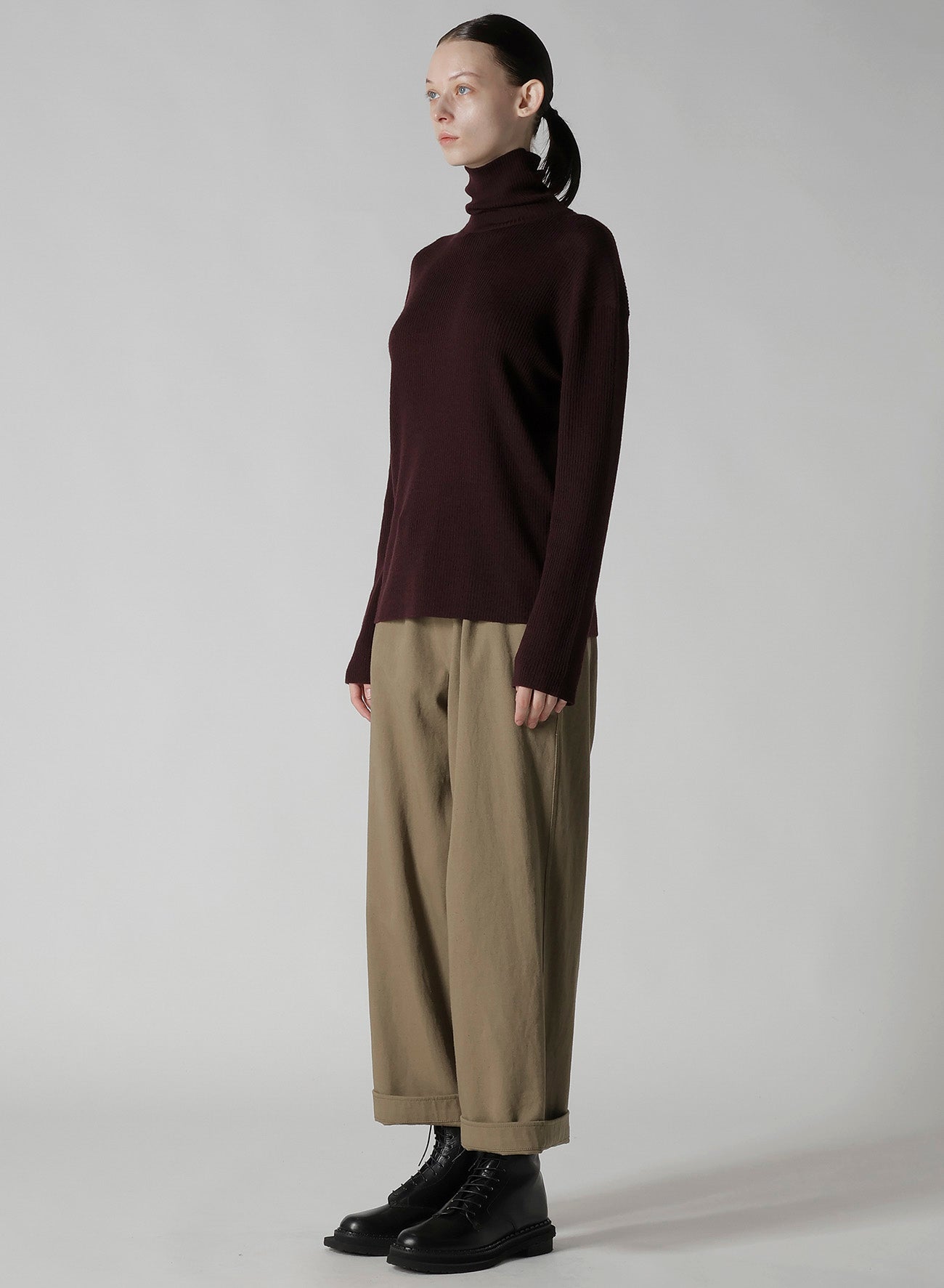 RIB OVERSIZED HIGH NECK KNIT
