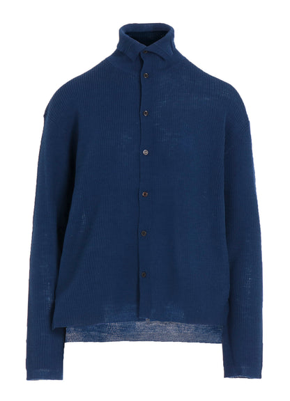 RIB HIGH NECK KNIT CARDIGAN