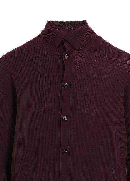 RIB HIGH NECK KNIT CARDIGAN
