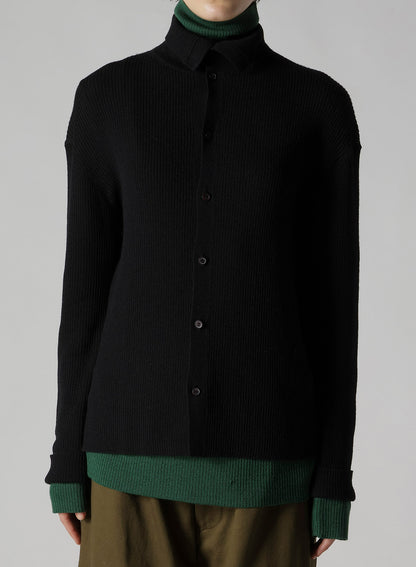 RIB HIGH NECK KNIT CARDIGAN