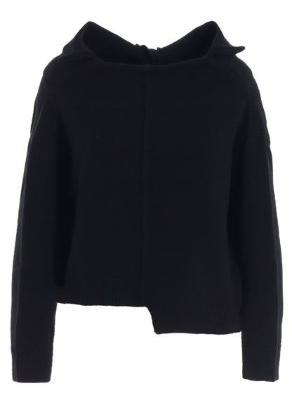 WOOL JERSEY ASYMMETRIC PULLOVER