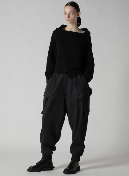 WOOL JERSEY ASYMMETRIC PULLOVER
