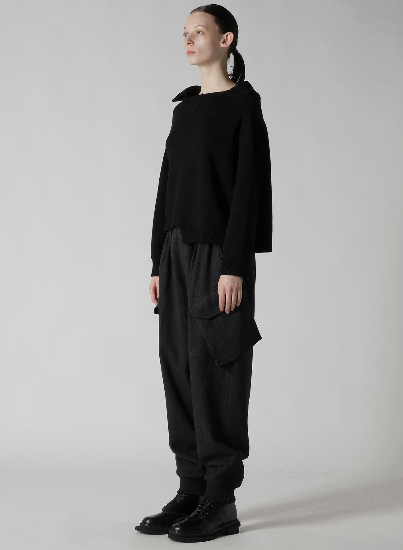 WOOL JERSEY ASYMMETRIC PULLOVER