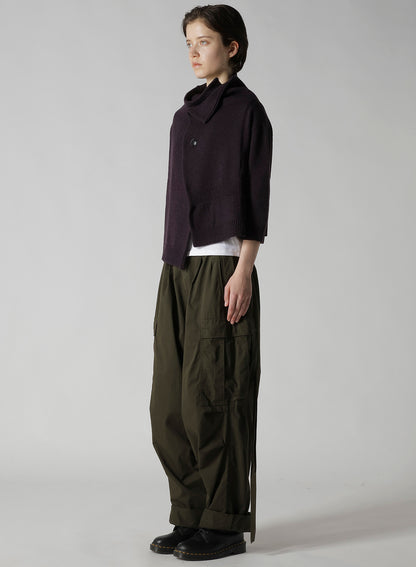 WOOL JERSEY SNAP BUTTON CARDIGAN