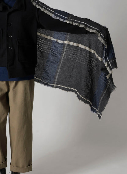 W PLAID FRILL SCARF