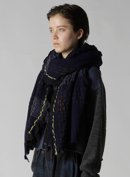 W PLAID FRILL SCARF