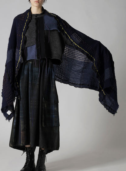 W PLAID FRILL SCARF