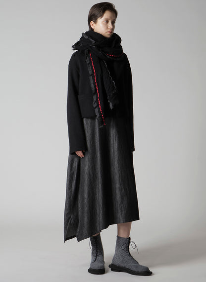 W PLAID FRILL SCARF