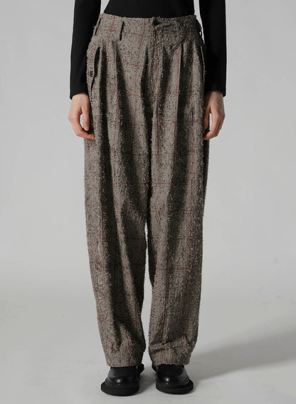 NEEDLE-PUNCHED DOUBLE TUCK WIDE PANTS