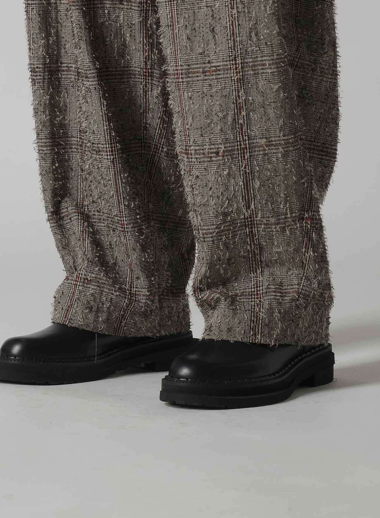 NEEDLE-PUNCHED DOUBLE TUCK WIDE PANTS