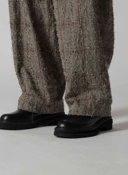 NEEDLE-PUNCHED DOUBLE TUCK WIDE PANTS