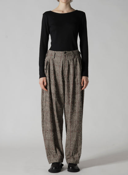 NEEDLE-PUNCHED DOUBLE TUCK WIDE PANTS