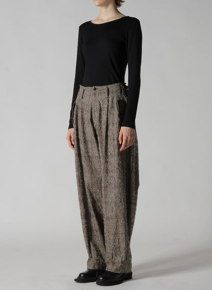NEEDLE-PUNCHED DOUBLE TUCK WIDE PANTS