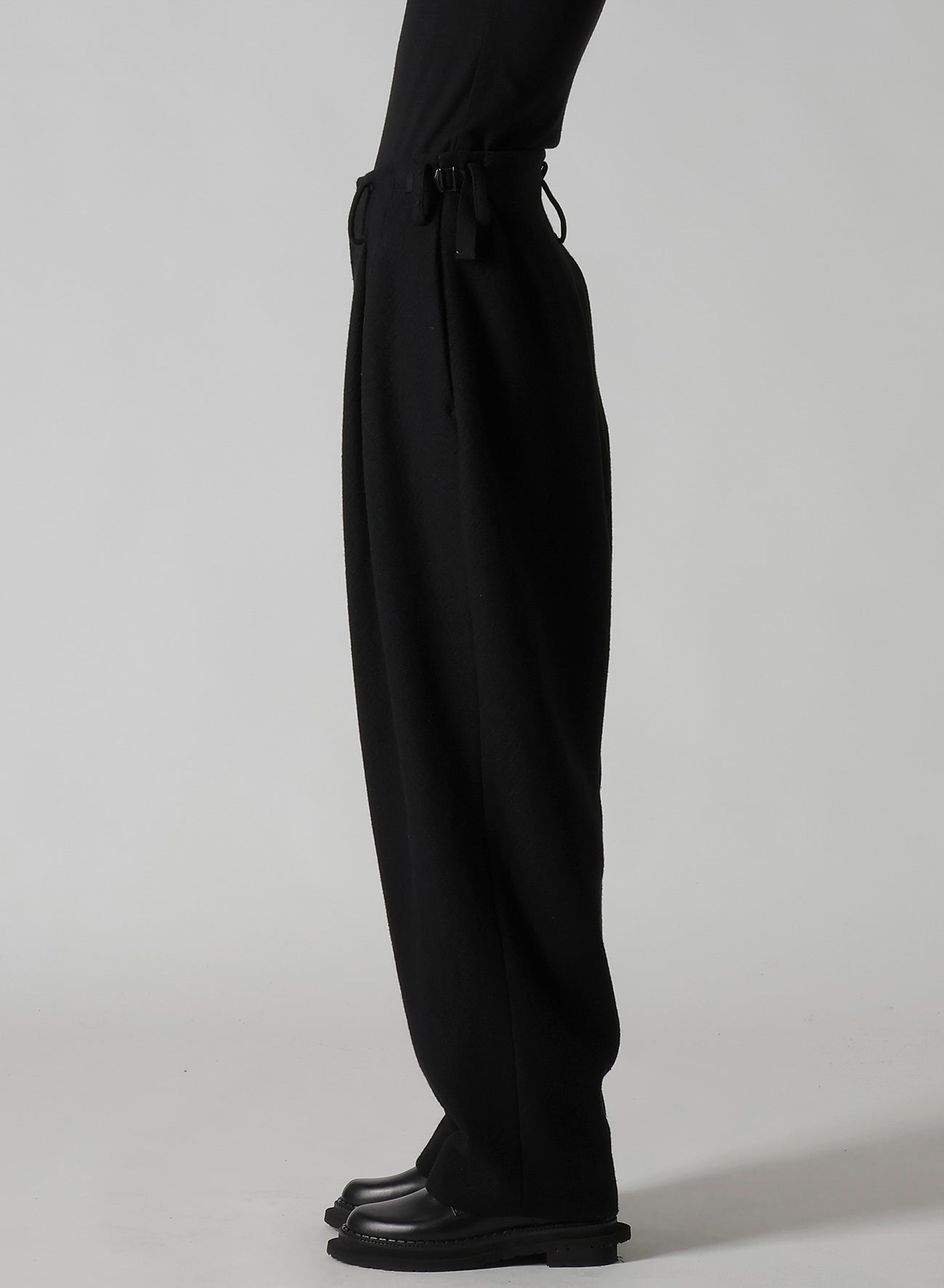 BIG HERRINGBONE DOUBLE TUCK WIDE PANTS