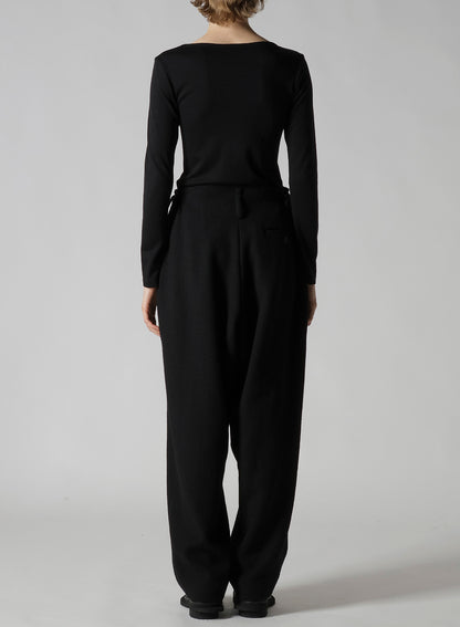 BIG HERRINGBONE DOUBLE TUCK WIDE PANTS