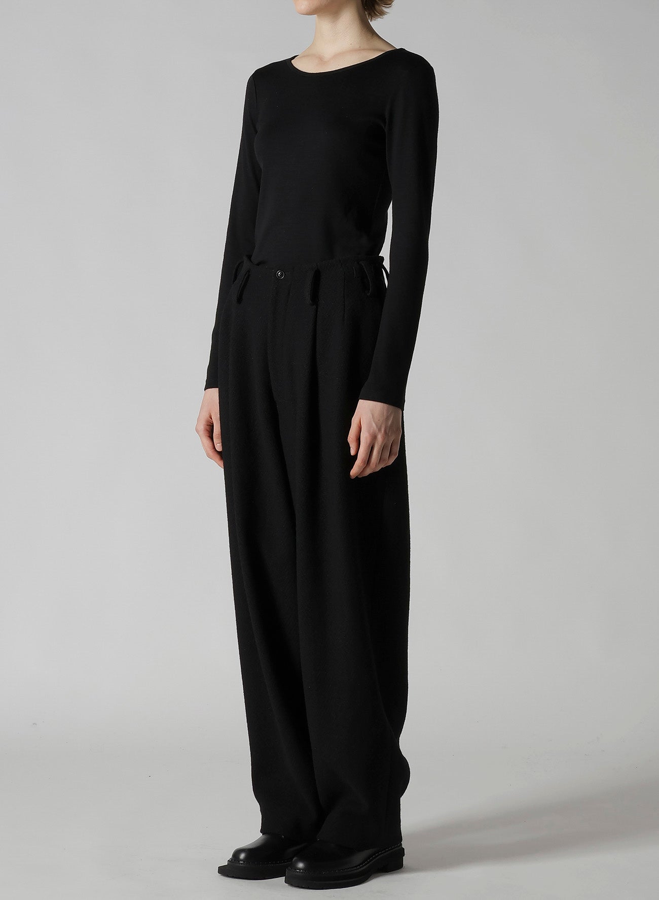 BIG HERRINGBONE DOUBLE TUCK WIDE PANTS