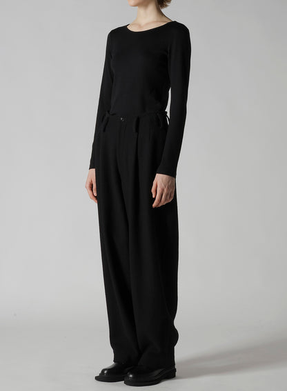 BIG HERRINGBONE DOUBLE TUCK WIDE PANTS