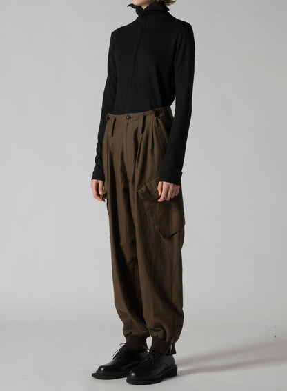 COTTON/FLAX MOLESKIN RIB HEM PANTS