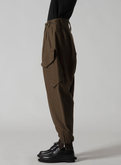 COTTON/FLAX MOLESKIN RIB HEM PANTS