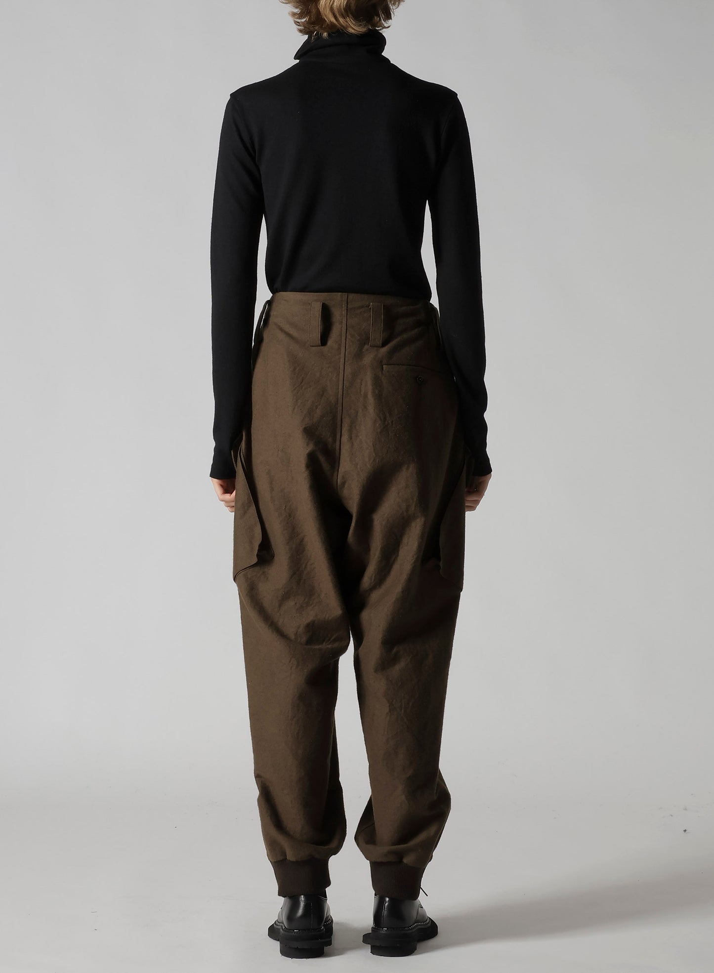 COTTON/FLAX MOLESKIN RIB HEM PANTS