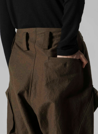 COTTON/FLAX MOLESKIN RIB HEM PANTS