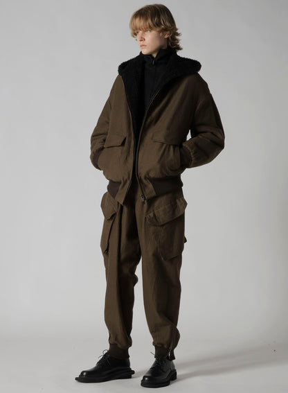 COTTON/FLAX MOLESKIN RIB HEM PANTS