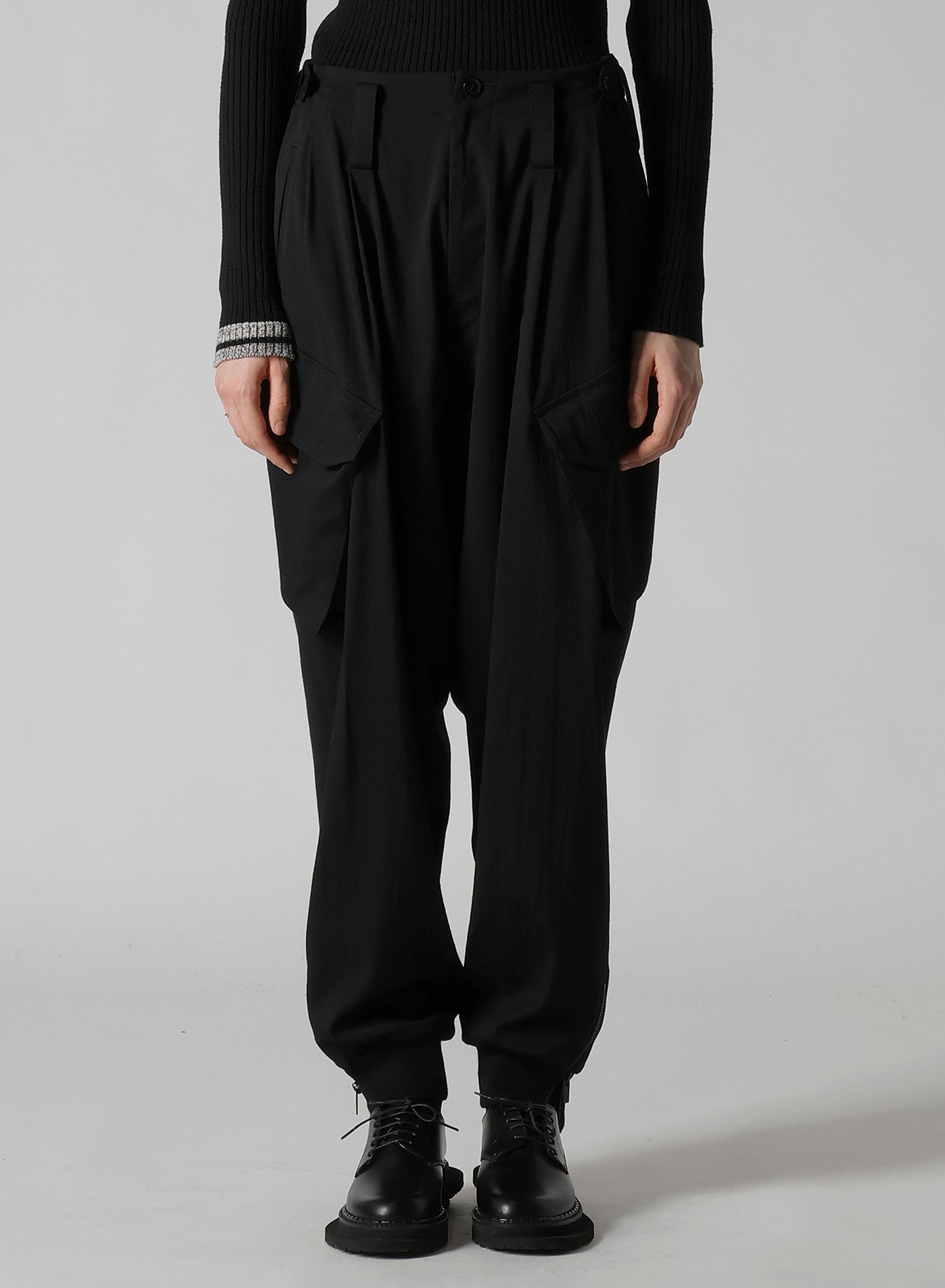 WOOL BREND TWILL RIB HEM PANTS