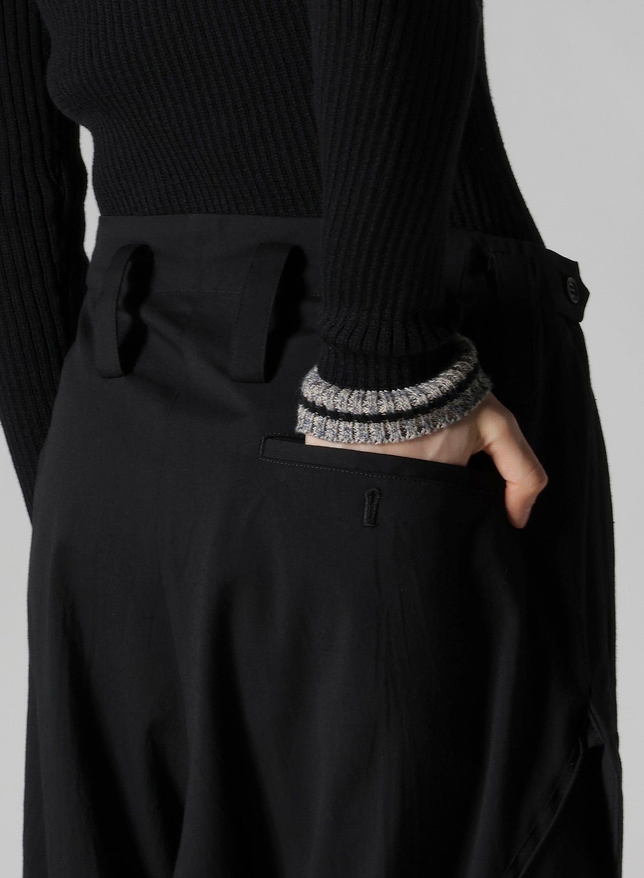 WOOL BREND TWILL RIB HEM PANTS