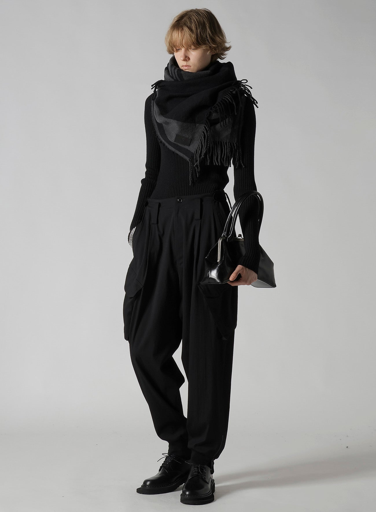 WOOL BREND TWILL RIB HEM PANTS