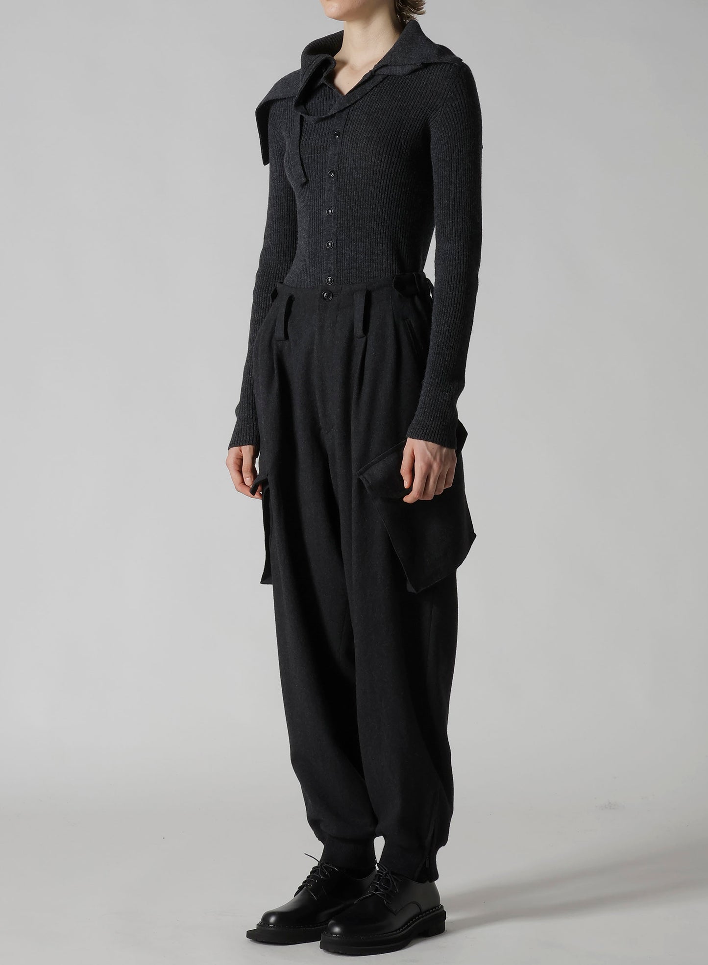 W/NY HERRINGBONE RIB HEM PANTS