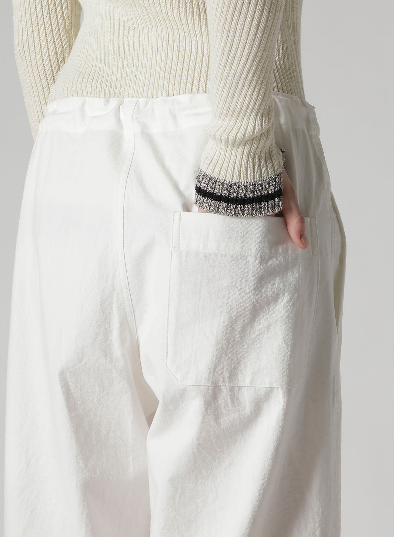 COTTON TWILL STRAIGHT STRING PANTS