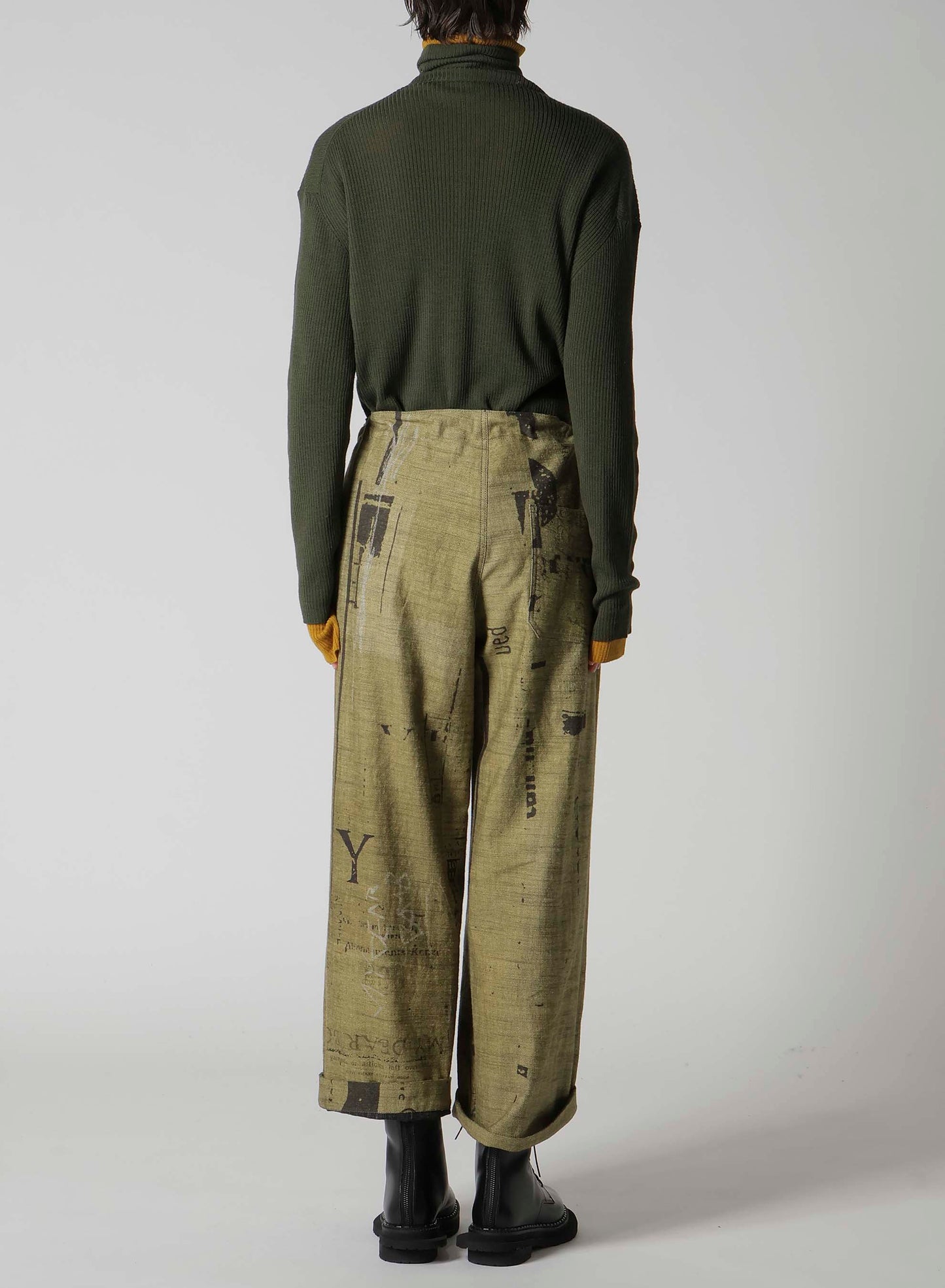 8OZ DENIM COLLAGE PRINT STRAIGHT STRING PANTS