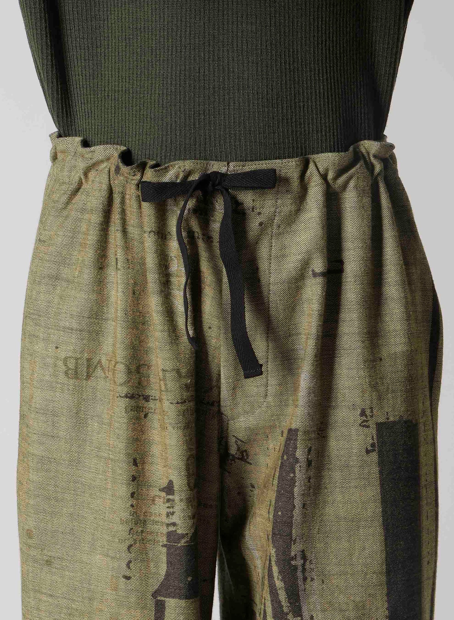 8OZ DENIM COLLAGE PRINT STRAIGHT STRING PANTS