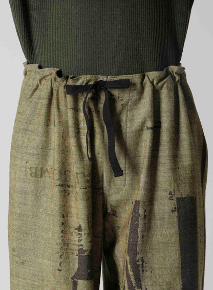 8OZ DENIM COLLAGE PRINT STRAIGHT STRING PANTS