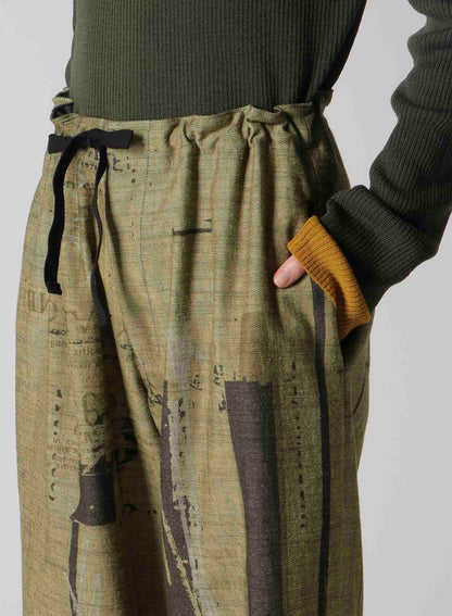 8OZ DENIM COLLAGE PRINT STRAIGHT STRING PANTS