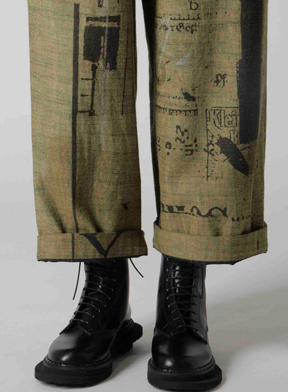 8OZ DENIM COLLAGE PRINT STRAIGHT STRING PANTS