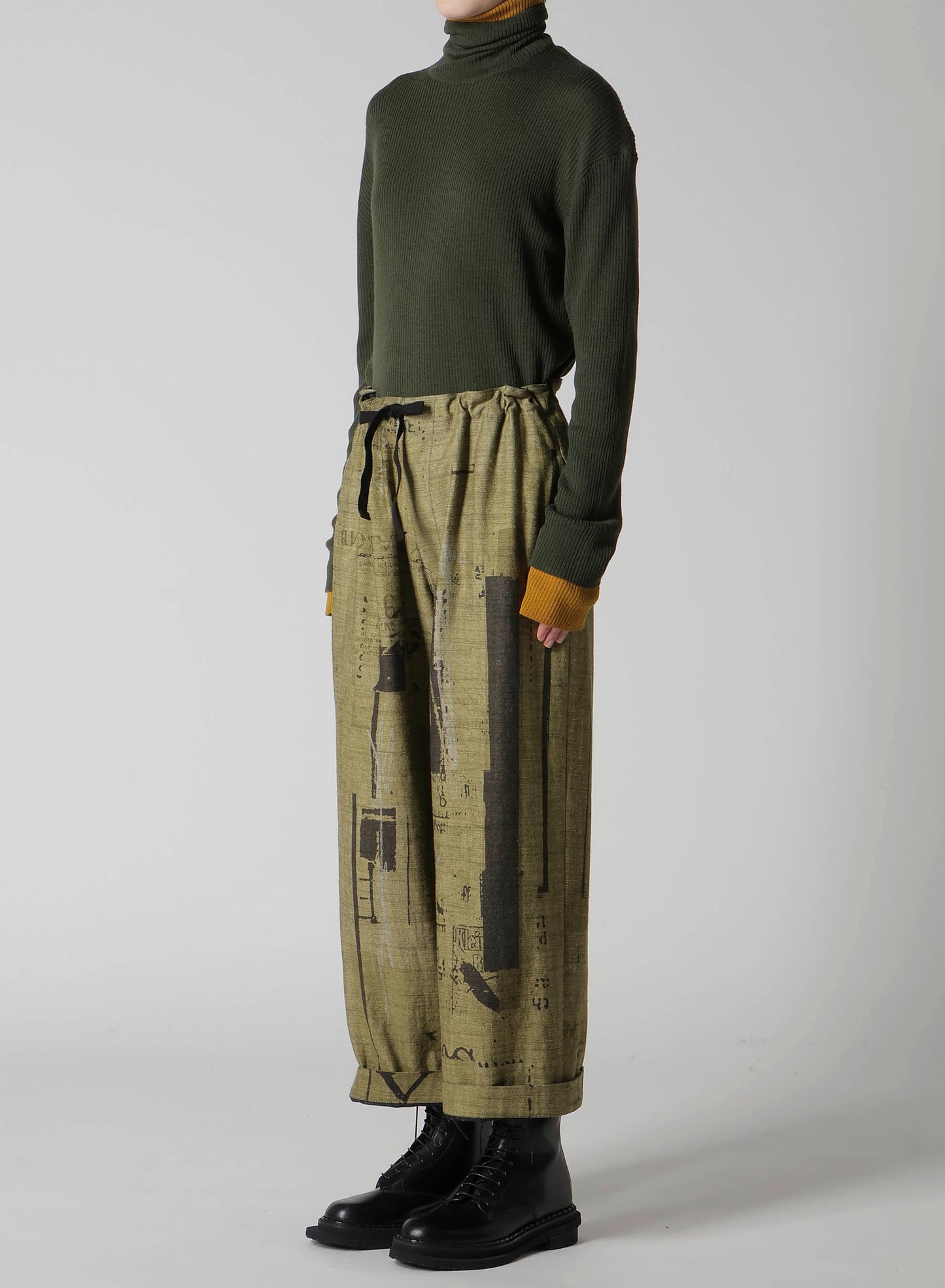 8OZ DENIM COLLAGE PRINT STRAIGHT STRING PANTS