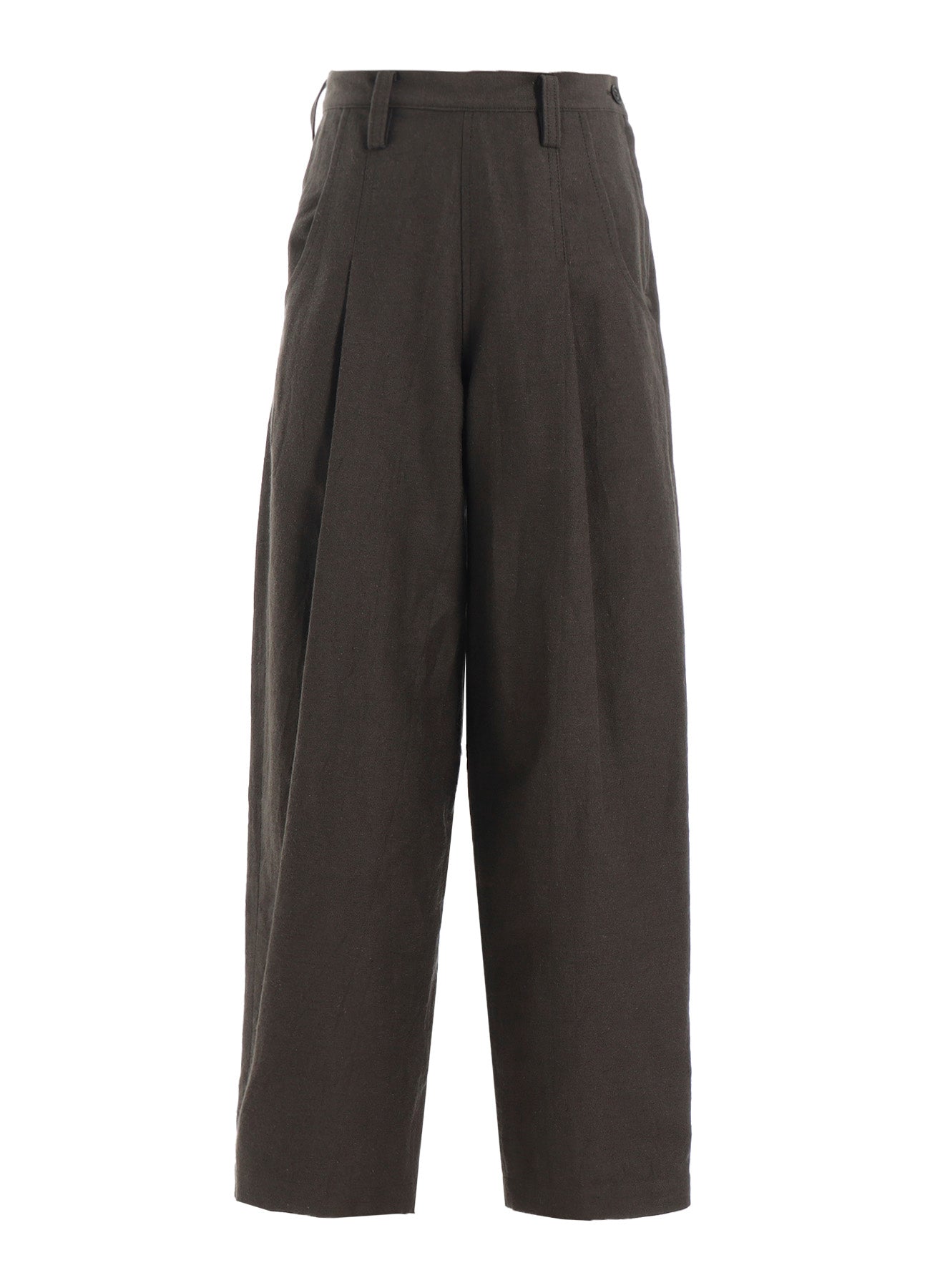 COTTON/FLAX MOLESKIN TUCKED PANTS