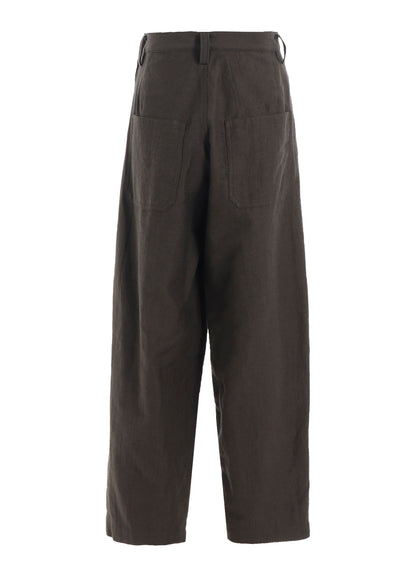 COTTON/FLAX MOLESKIN TUCKED PANTS