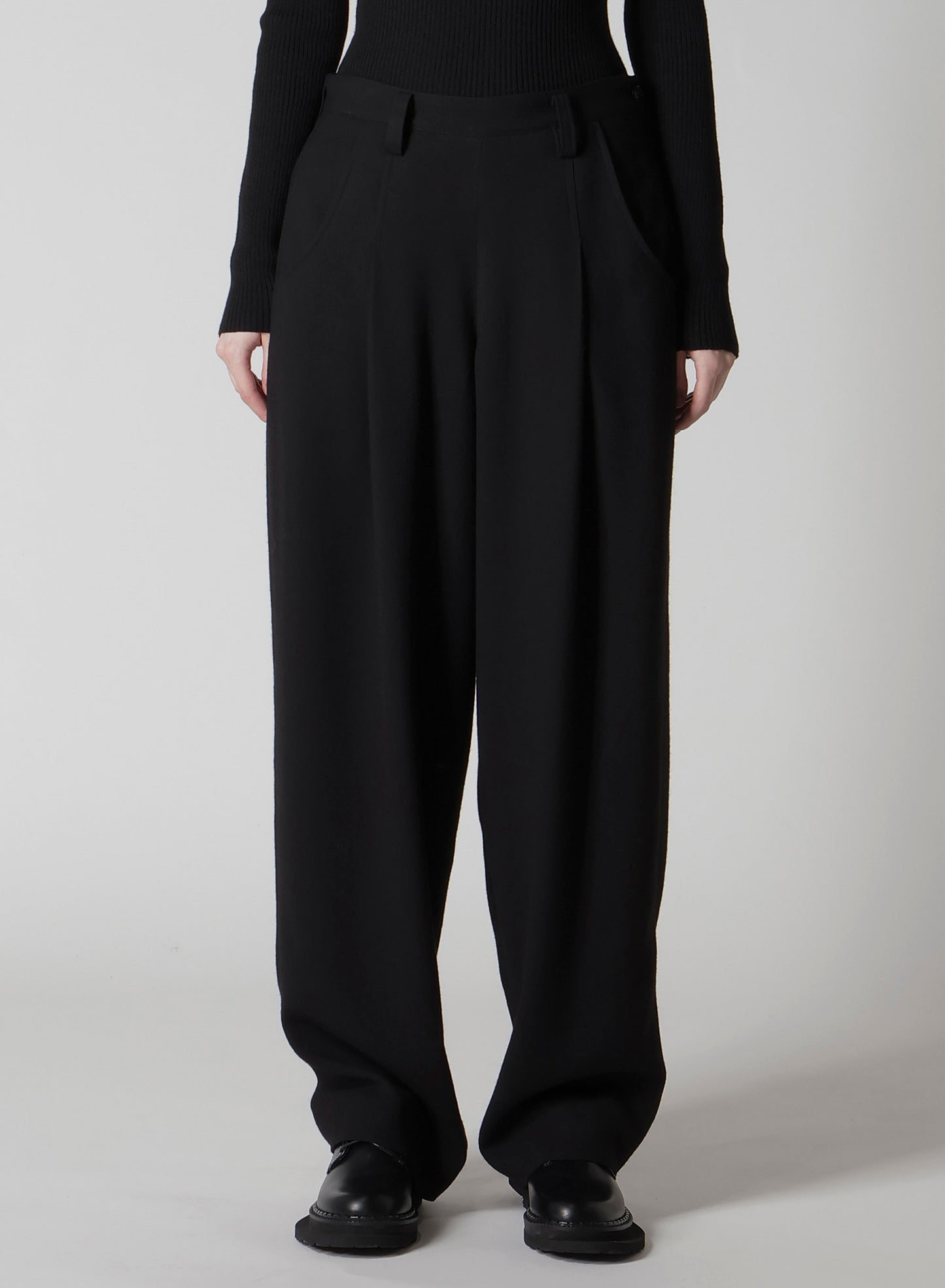 W/RY WASHER PROCESSED GAUZE SINGLE TUCK PANTS