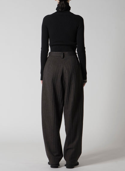 W/NY HERRINGBONE SINGLE TUCK PANTS