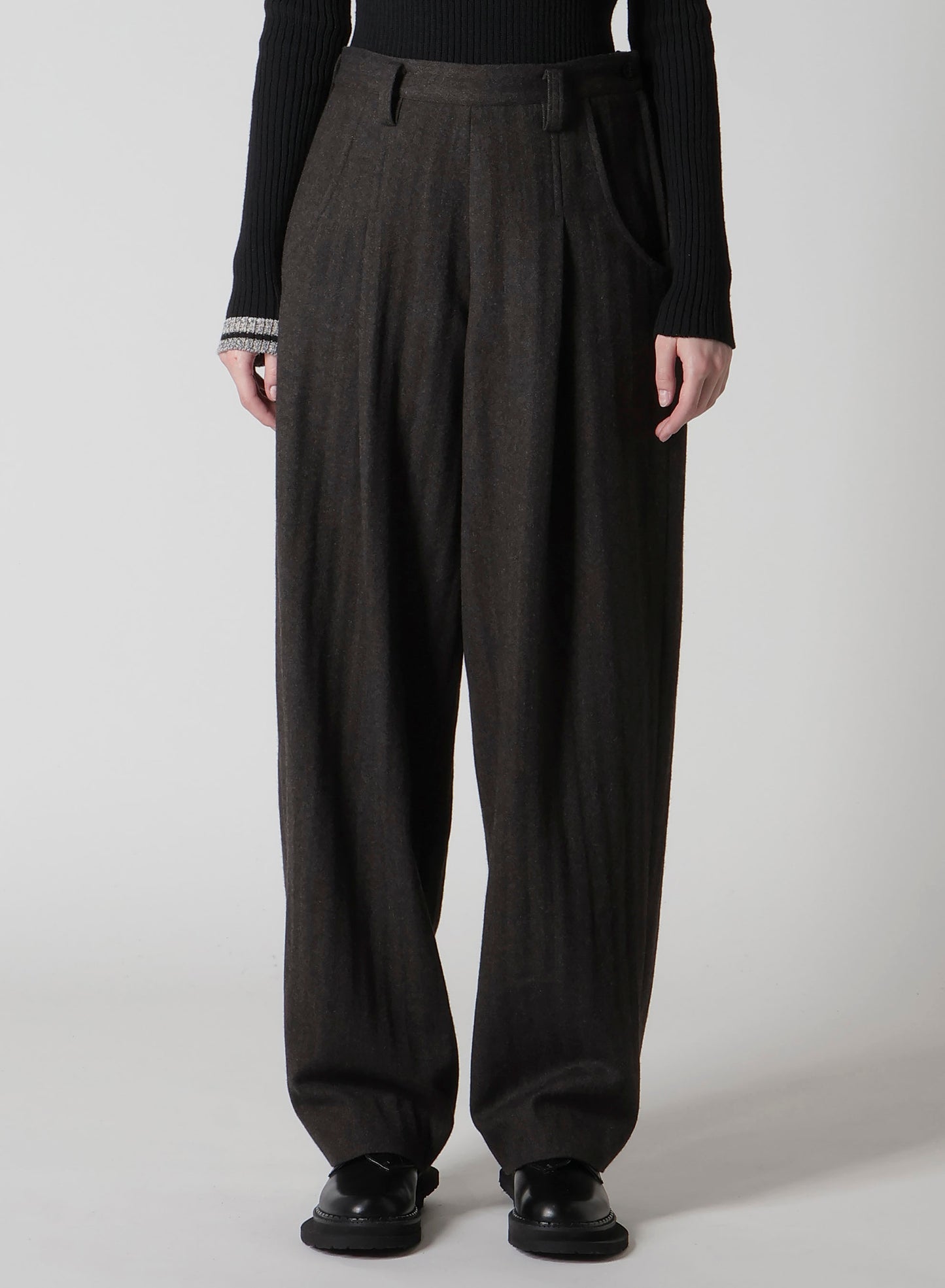 W/NY HERRINGBONE SINGLE TUCK PANTS