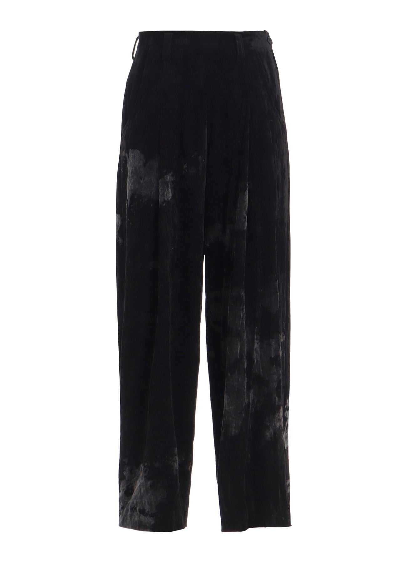 DISCHARGE-PRINTED VELVET PLEATED PANTS