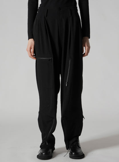 TA/PE CREPE DE CHINE ZIP POCKET PANTS