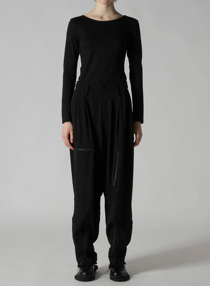 TA/PE CREPE DE CHINE ZIP POCKET PANTS
