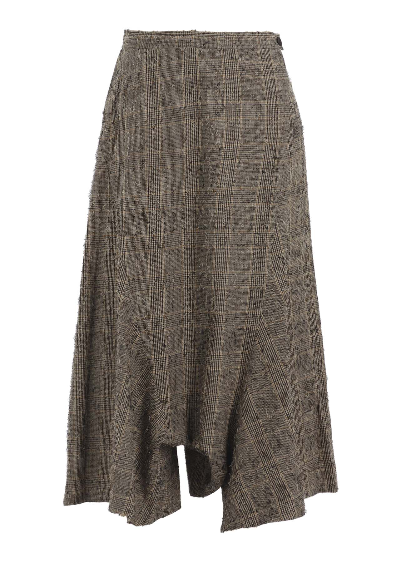 NEEDLE-PUNCHED ASYMMETRIC FLARE PANTS