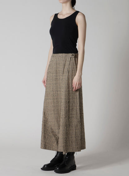NEEDLE-PUNCHED ASYMMETRIC FLARE PANTS