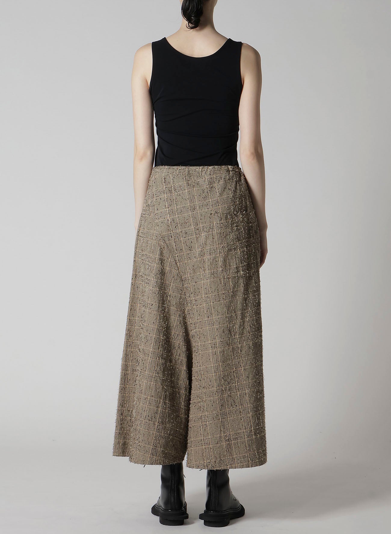 NEEDLE-PUNCHED ASYMMETRIC FLARE PANTS